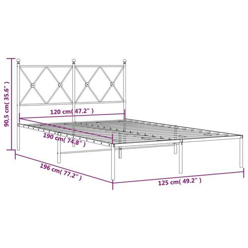 Sengeramme med sengegavl 120x190 cm metal hvid