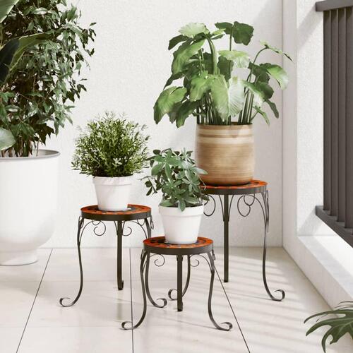Planteborde 3 stk. keramik terracotta og hvid