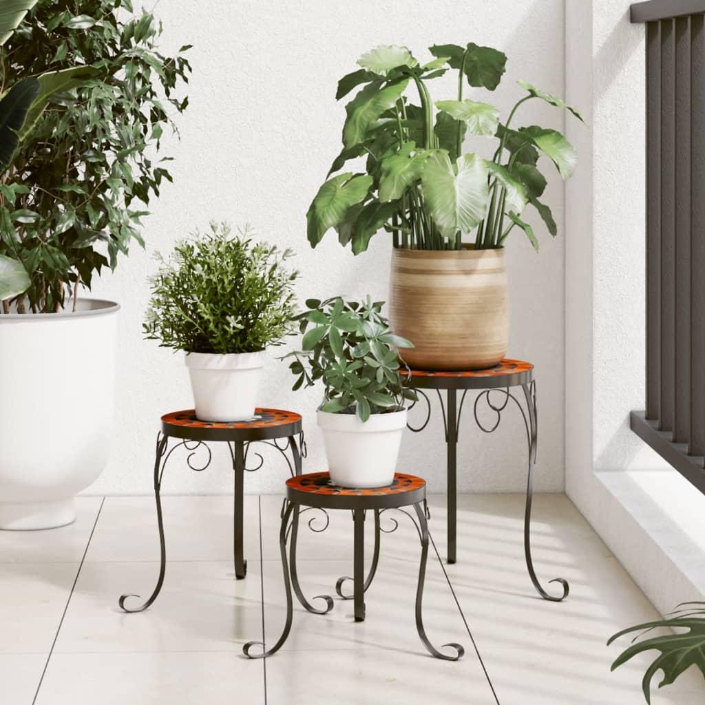 Planteborde 3 stk. keramik terracotta og hvid
