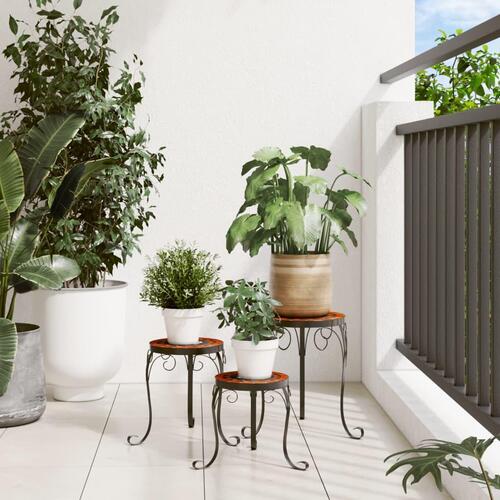 Planteborde 3 stk. keramik terracotta og hvid