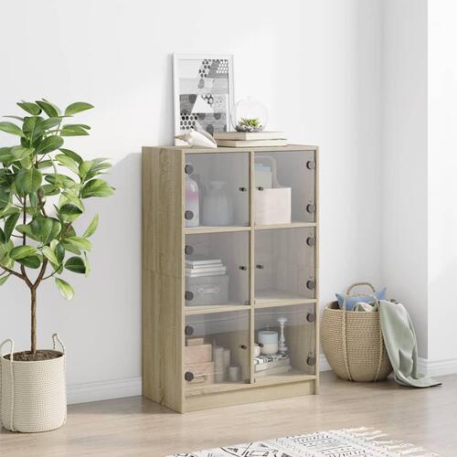 Skab med låger 68x37x109 cm konstrueret træ sonoma-eg