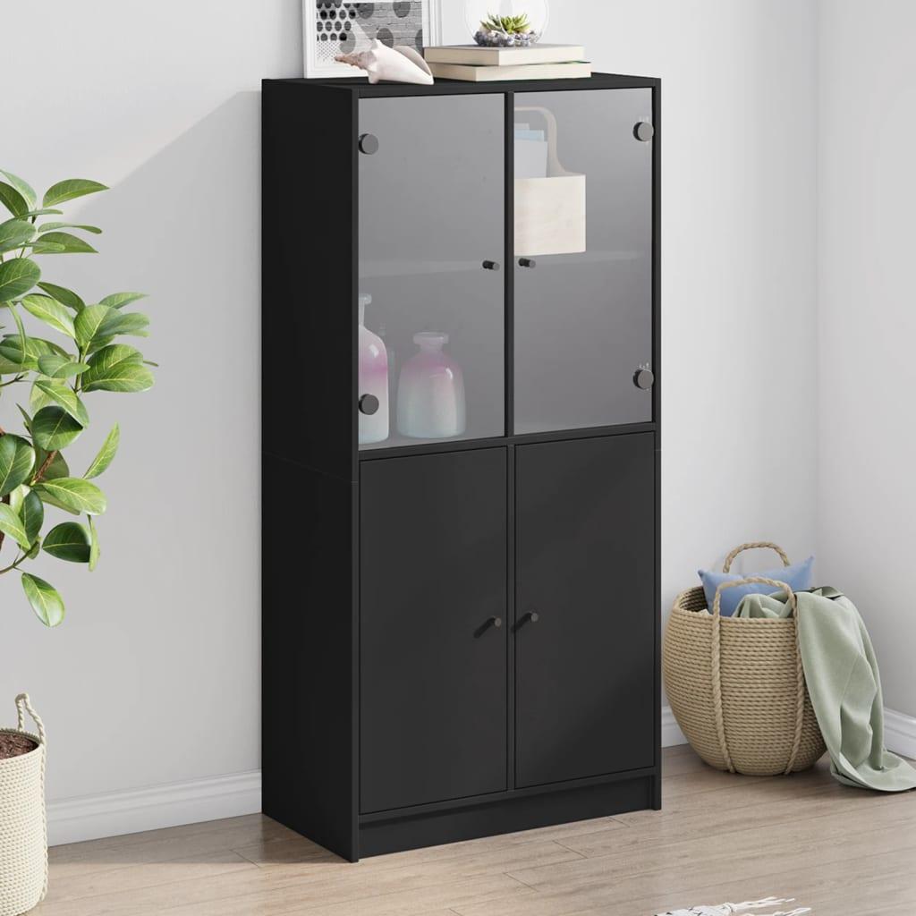 Skab med låger 68x37x142 cm konstrueret træ sort