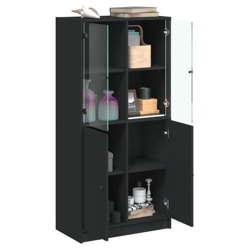 Skab med låger 68x37x142 cm konstrueret træ sort