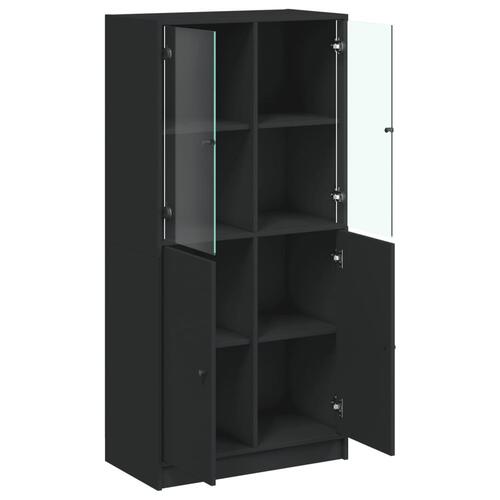 Skab med låger 68x37x142 cm konstrueret træ sort