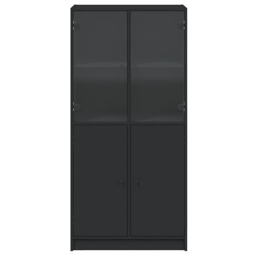 Skab med låger 68x37x142 cm konstrueret træ sort