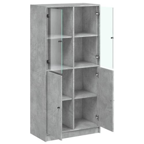 Skab med låger 68x37x142 cm konstrueret træ betongrå