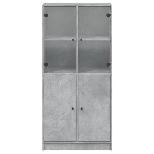 Skab med låger 68x37x142 cm konstrueret træ betongrå