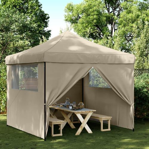 Foldbart pop up-festtelt med 4 sidevægge gråbrun