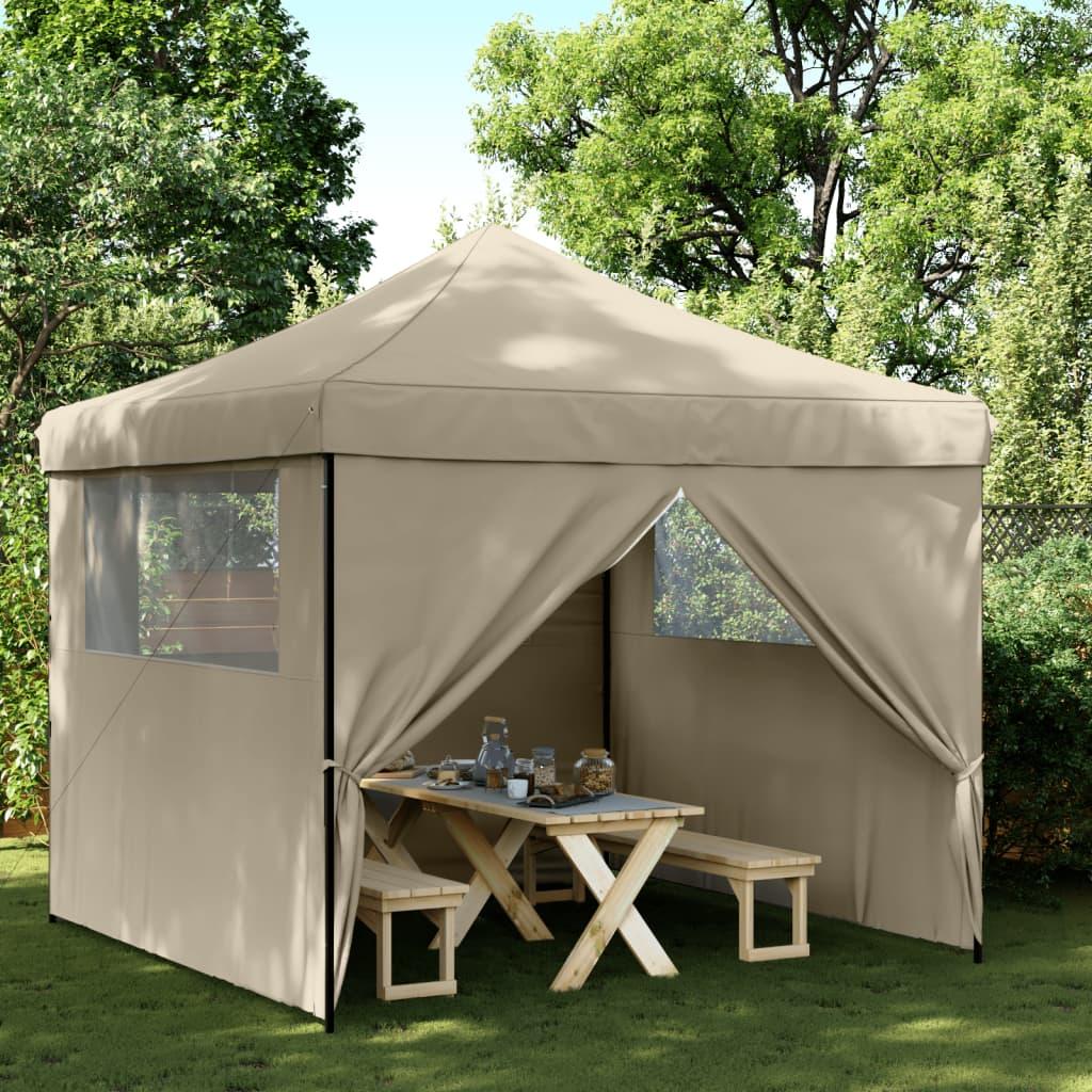 Foldbart pop up-festtelt med 4 sidevægge gråbrun