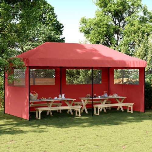 Foldbart pop up-festtelt med 3 sidevægge - bordeaux, 580 × 292 cm