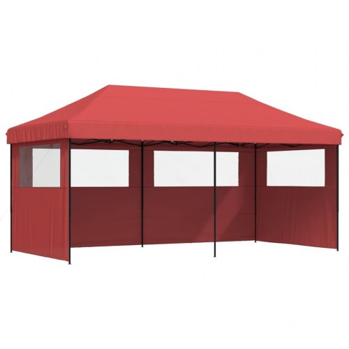 Foldbart pop up-festtelt med 3 sidevægge - bordeaux, 580 × 292 cm