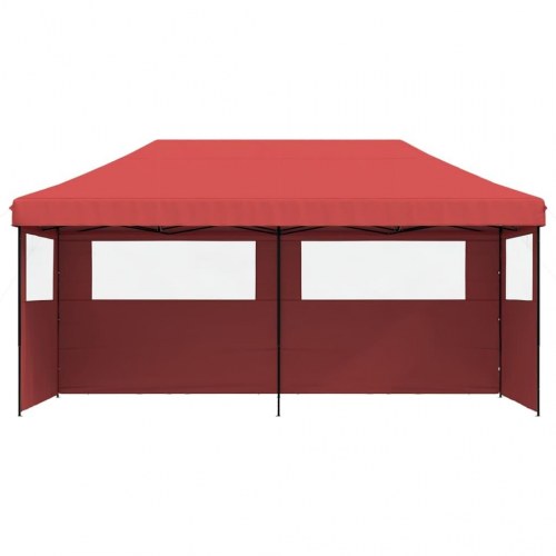 Foldbart pop up-festtelt med 3 sidevægge - bordeaux, 580 × 292 cm