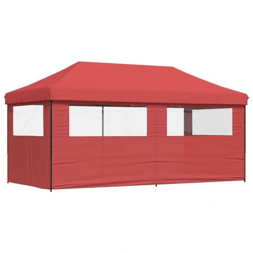 Foldbart pop up-festtelt med 3 sidevægge - bordeaux, 580 × 292 cm