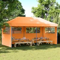 Foldbart pop-up festtelt med 3 sidevægge orange
