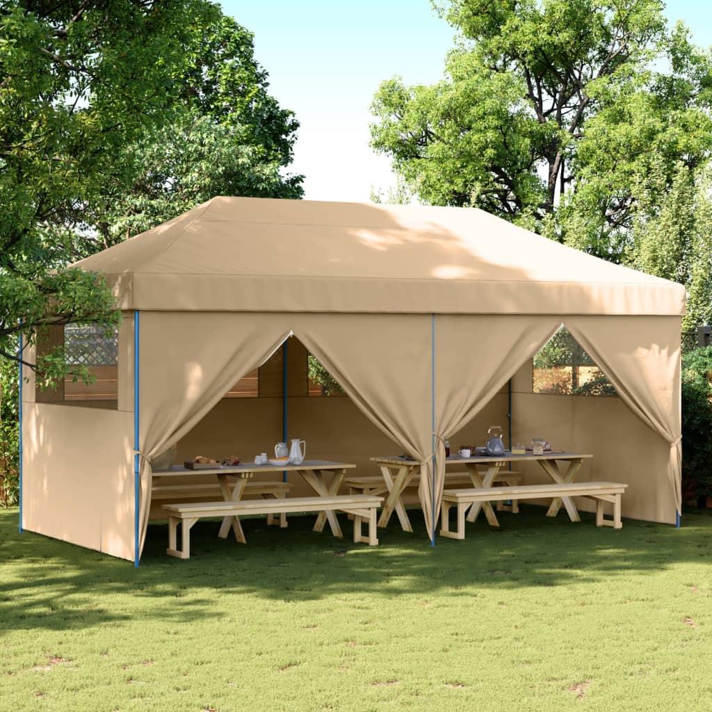 Foldbart Pop Up-Festtelt 3 X 6 M Farvet - Beige / med 4 sidevægge