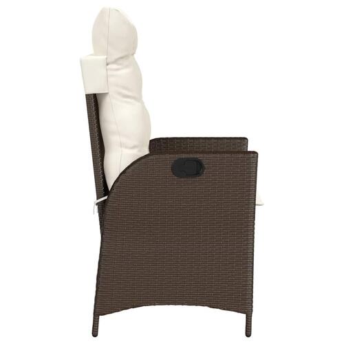 Havestole 2 stk. med lænefunktion og hynder polyrattan brun