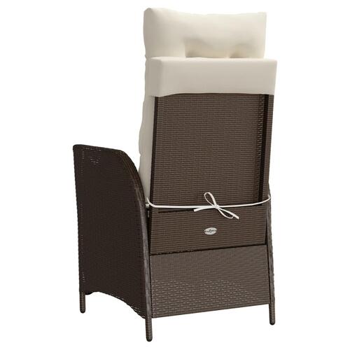 Havestole 2 stk. med lænefunktion og hynder polyrattan brun