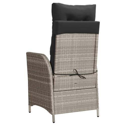Havestole 2 stk. med lænefunktion og hynder polyrattan lysegrå