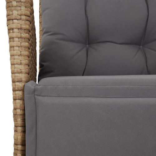 Spisebordssæt til haven 9 dele med hynder polyrattan beige