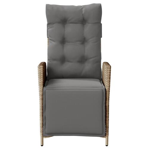 Havestol med lænefunktion og fodstøtte polyrattan blandet beige