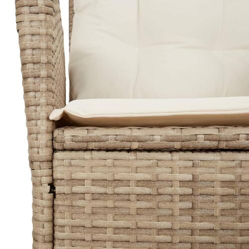 Spisebordssæt til haven 7 dele med hynder polyrattan beige