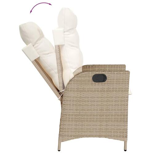 Spisebordssæt til haven 7 dele med hynder polyrattan beige