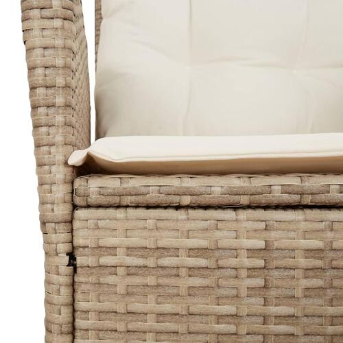 Spisebordssæt til haven 5 dele med hynder polyrattan beige
