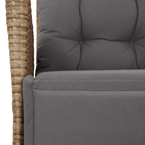 Spisebordssæt til haven 3 dele med hynder polyrattan beige