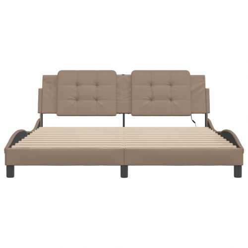 Sengeramme med LED uden madras Zadar 180x200 cm cappuccinofarvet