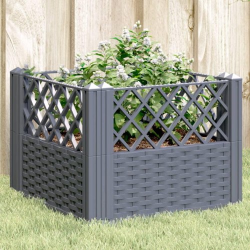 Plantekasse med spyd 43,5 x 43,5 x 43,5 cm - blågrå