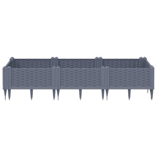 Plantekasse med spyd 125x40x28,5 cm PP grå