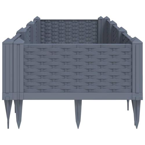 Plantekasse med spyd 125x40x28,5 cm PP grå