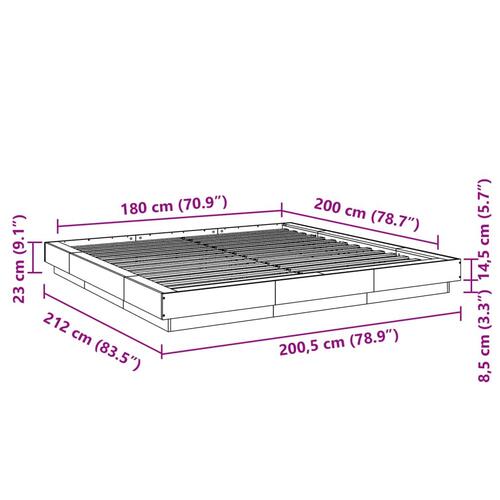 Sengestel 180x200 cm konstrueret træ sonoma-eg
