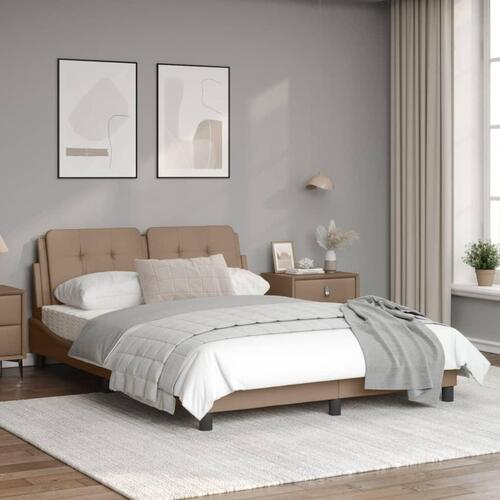Sengeramme med LED uden madras 140x200 cm cappuccinofarvet
