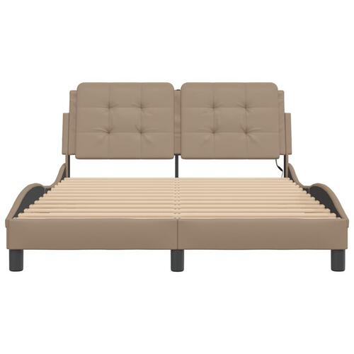 Sengeramme med LED uden madras 140x200 cm cappuccinofarvet