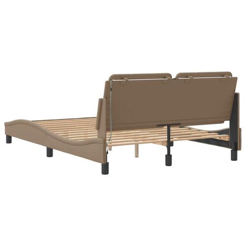 Sengeramme med LED uden madras 140x200 cm cappuccinofarvet