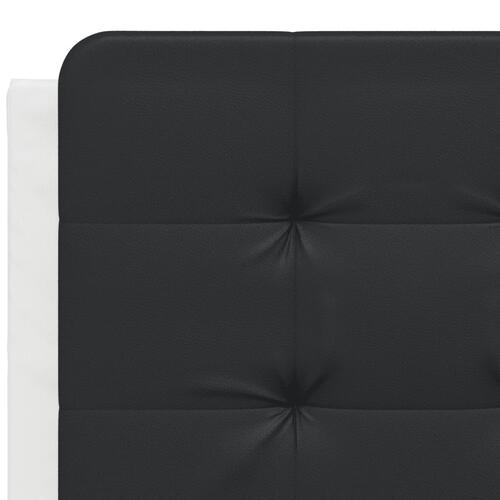Sengestel med LED-lys 140x200 cm kunstlæder hvid og sort