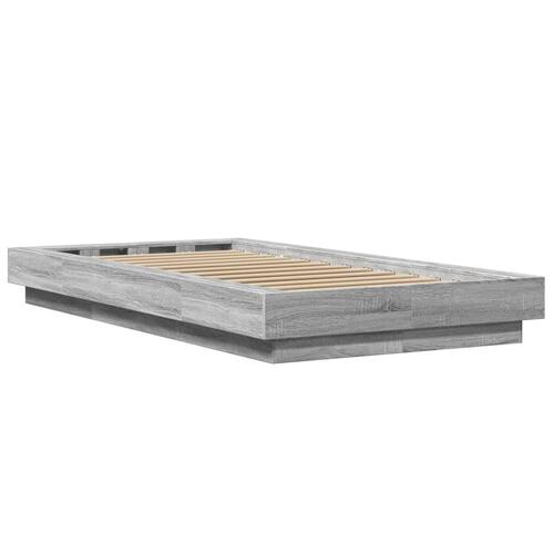 Sengeramme 100x200 cm konstrueret træ grå sonoma-eg