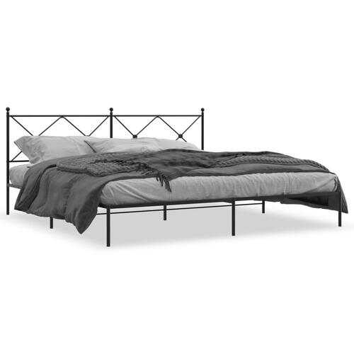 Sengeramme med sengegavl 200x200 cm metal sort