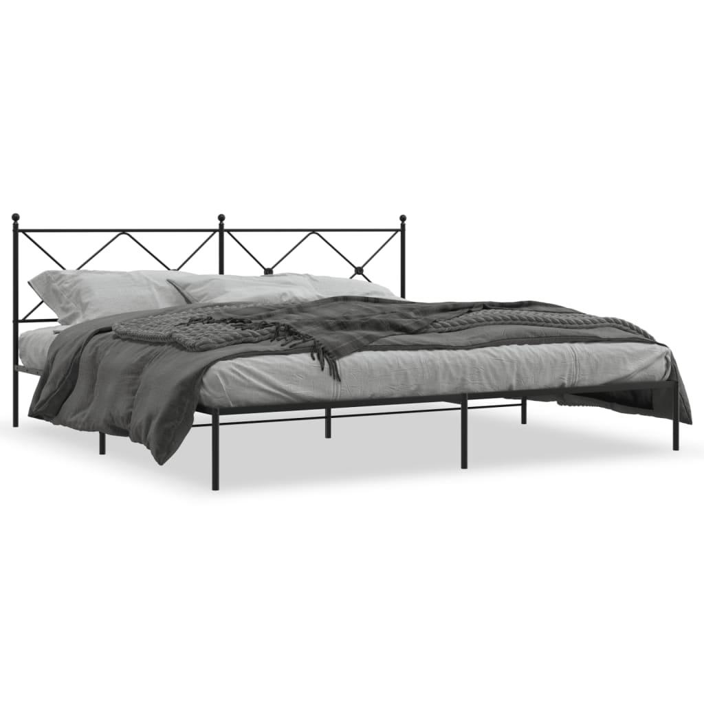 Sengeramme med sengegavl 200x200 cm metal sort