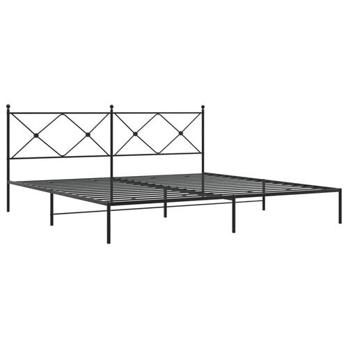 Sengeramme med sengegavl 200x200 cm metal sort