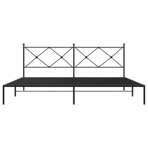 Sengeramme med sengegavl 200x200 cm metal sort