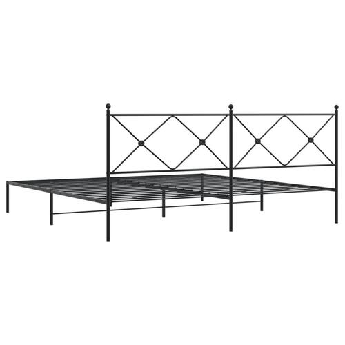 Sengeramme med sengegavl 200x200 cm metal sort