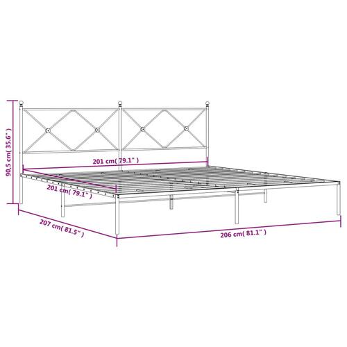 Sengeramme med sengegavl 200x200 cm metal sort