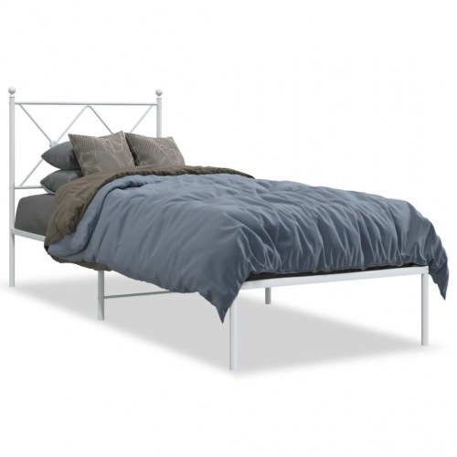 Sengeramme med sengegavl 80x200 cm metal hvid