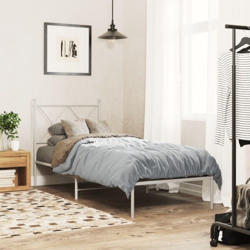 Sengeramme med sengegavl 80x200 cm metal hvid