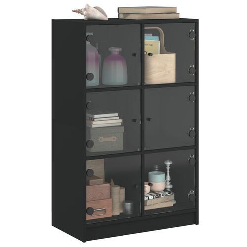 Skab med låger 68x37x109 cm konstrueret træ sort