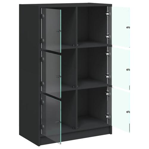 Skab med låger 68x37x109 cm konstrueret træ sort