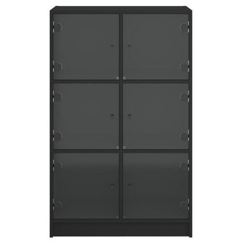 Skab med låger 68x37x109 cm konstrueret træ sort