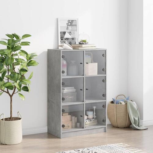 Skab med låger 68x37x109 cm konstrueret træ betongrå